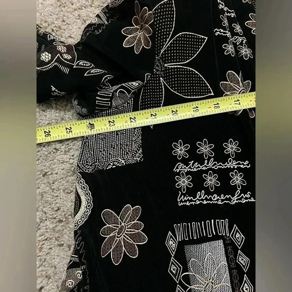 VINTAGE 80’s Made in USA Black Gold Abstract Floral Print Blazer Jacket Size 20W - Picture 6 of 7